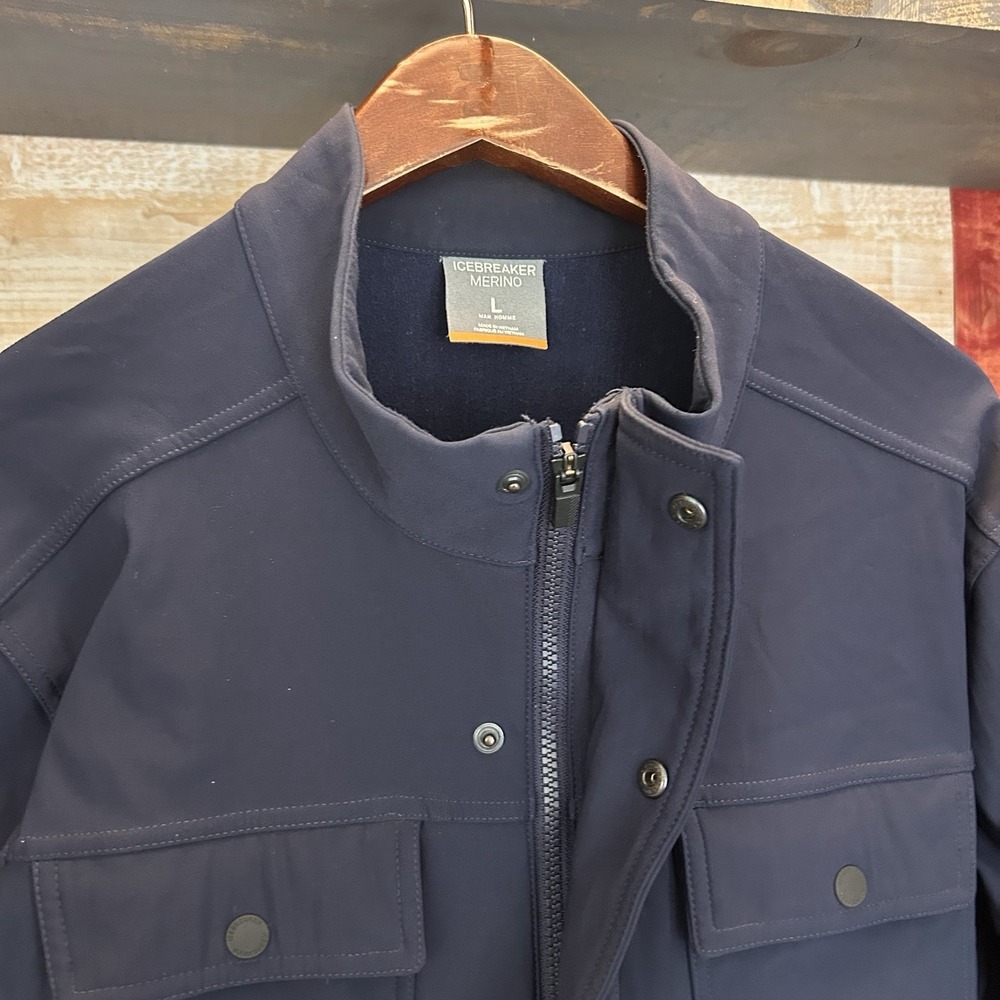 Icebreaker Soft shell Escape Travel Jacket Merino Navy Large Shirt - Picture 5 of 10